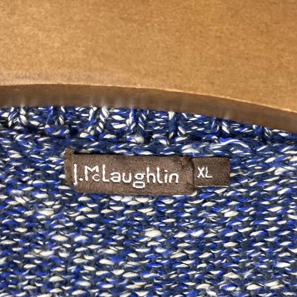 NWOT J. MCLAUGHLIN Sweater Men XL Linen Cotton Blue White Speckle LongSlv Nashau - Picture 4 of 9
